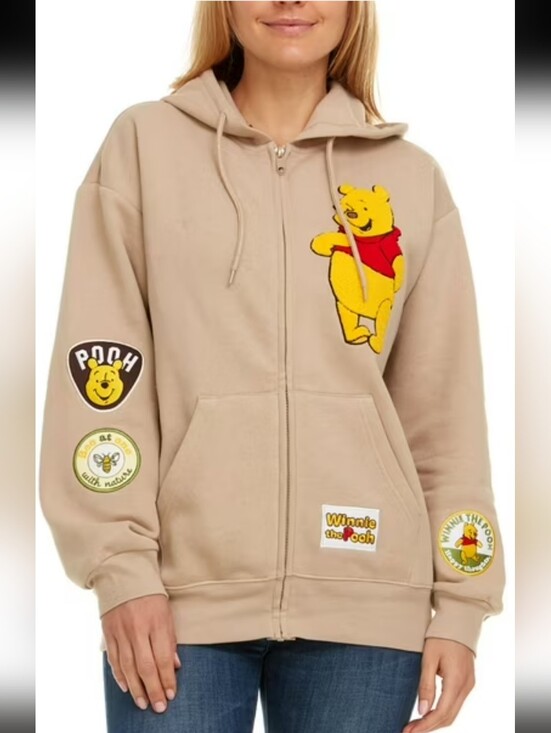 Disney Jackets & Blazers - Disney Beige Hoodie with Yellow Winnie the Pooh Patch